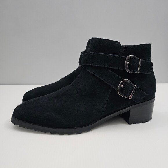 NEW Blondo Ankle Bootie Womens 10 Black Suede Waterproof Low Heel Fall Winter - Picture 12 of 13